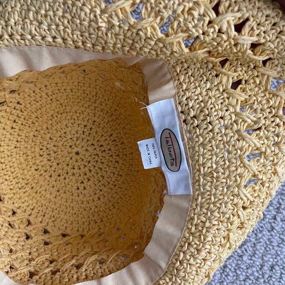 Talbots Yellow Straw Sun Hat Braided Straw with Bow - Picture 4 of 4
